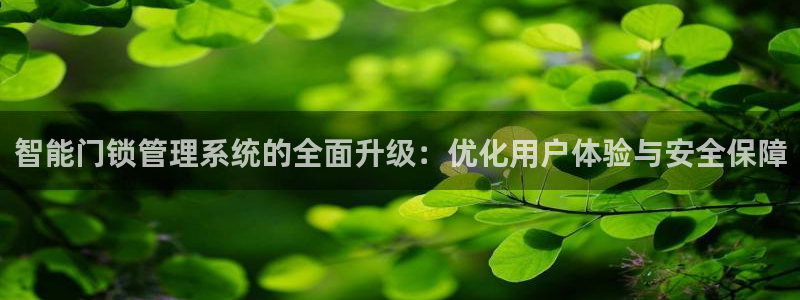 金年会娱乐官网:智能门锁管理系统的全面升级:优化用户体验与安